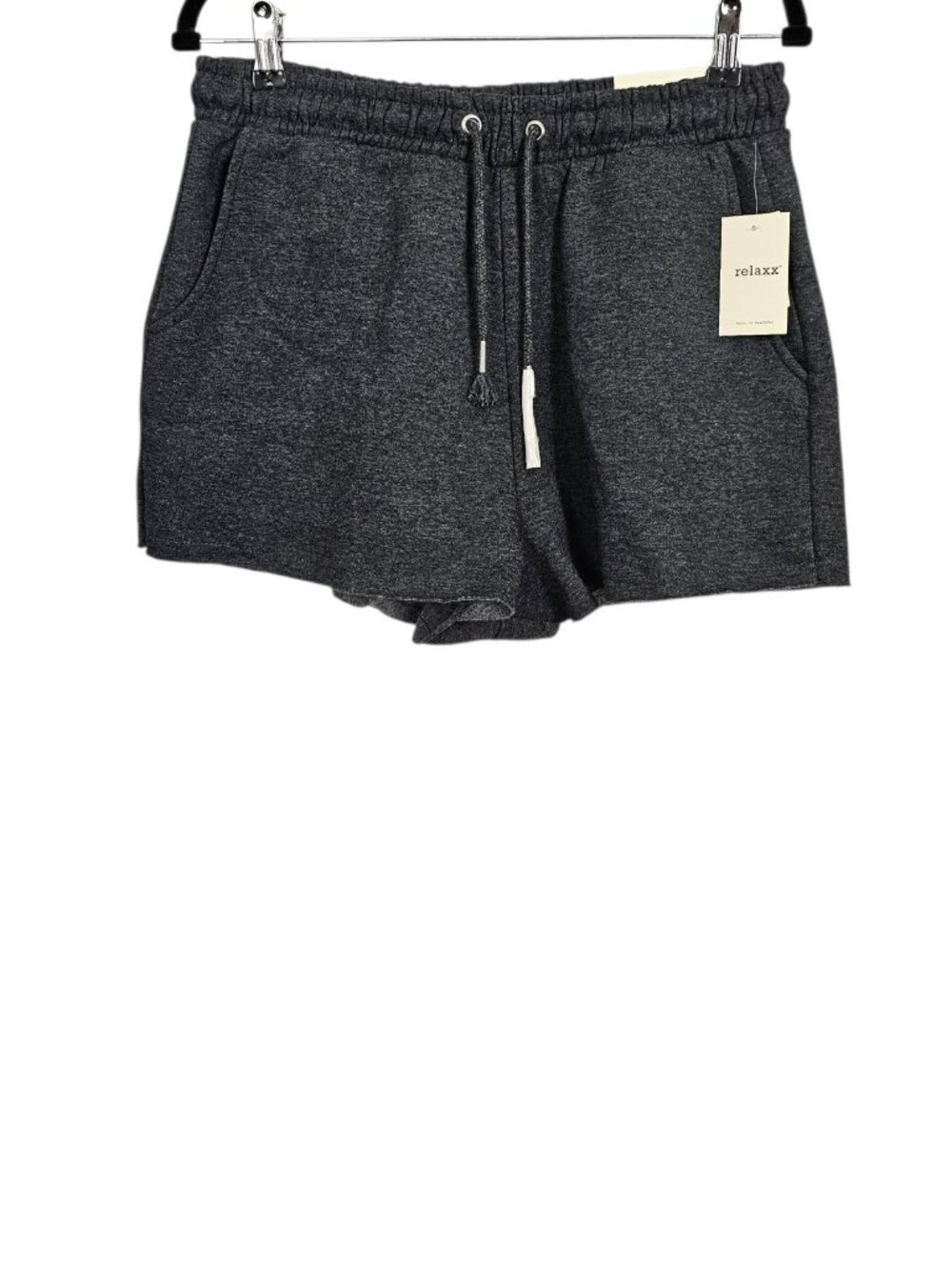 Relaxx Women's Gray Cotton Blend Draw String Pocket Lounge Shorts New Size L